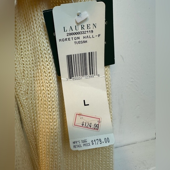 NWT Lauren Ralph Lauren Morton Cardigan Sweater Linen Women’s Large - Picture 9 of 12